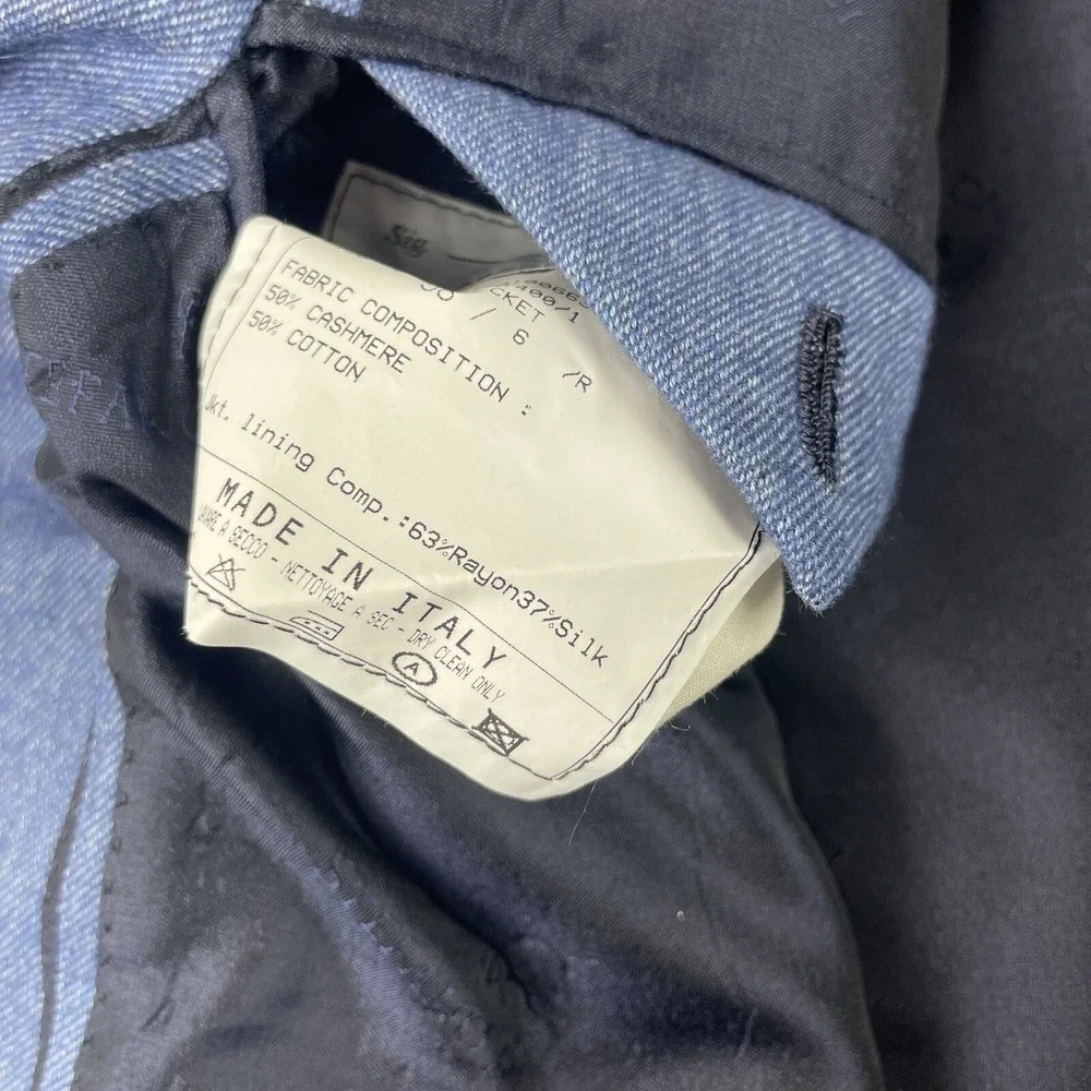 Stefano Ricci Recent‎ Blue Cashmere Cotton Fleece Mens Blazer Size 48R Mint